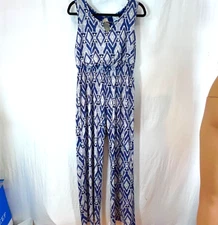 Naïf Anthropologie Navy sleeveless Jumpsuit Elastic Waist  M Geometric Print