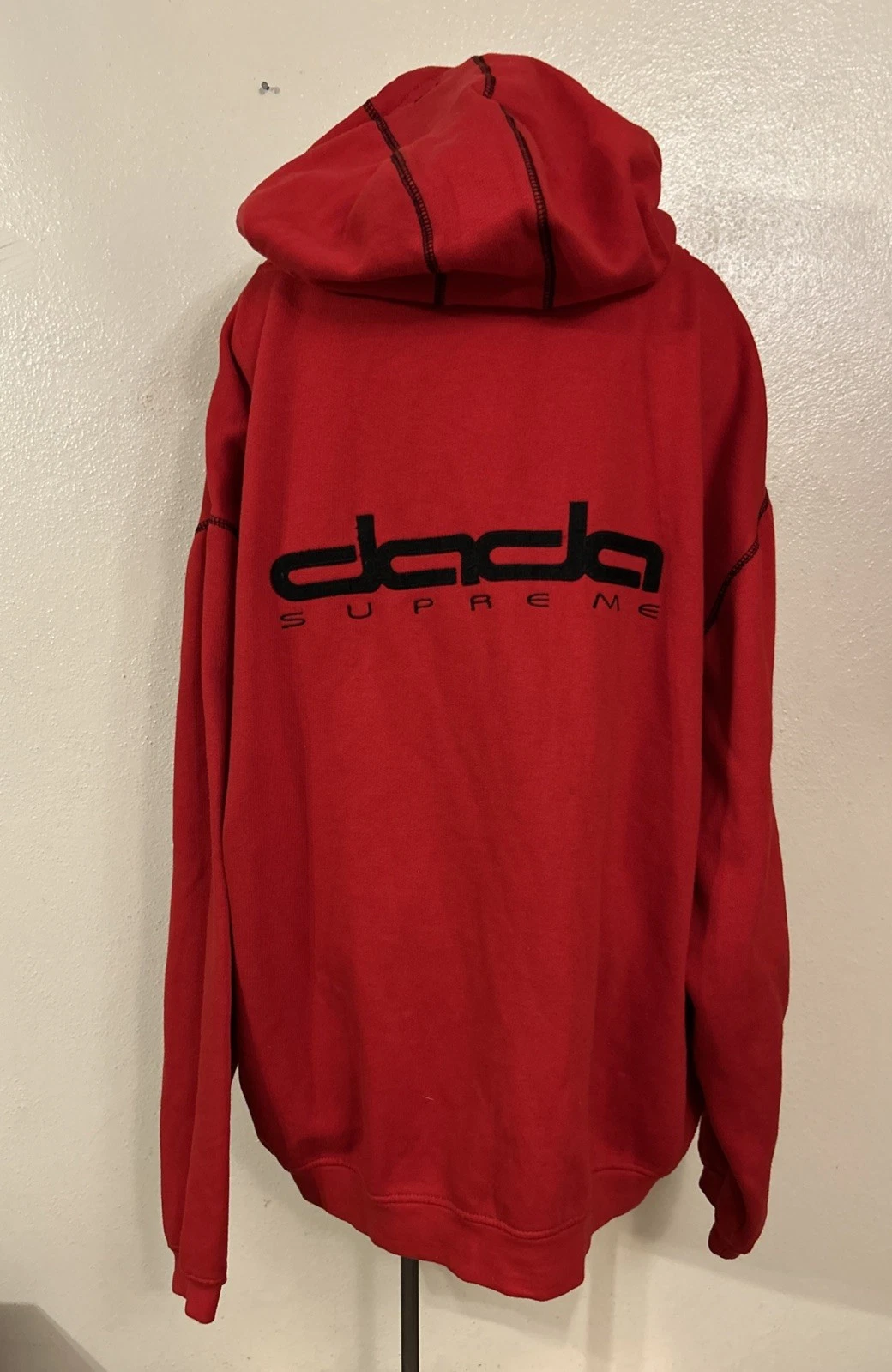 Veste à capuche zippée intégrale vintage Dada Supreme année 2000 couronne épelée streetwear XXL