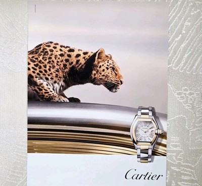 Cartier Roadster Two Tone Watch Original Print Ad Poster Iconic Panther Leopard 