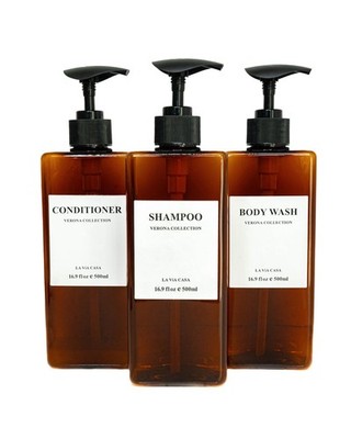 Shampoo and Conditioner Dispenser | 3 Plastic Amber | Shampoo Dispenser with ...