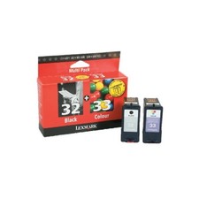 2 NEW Genuine Factory Sealed Lexmark 32 Black 33 Color Inkjet Cartridges
