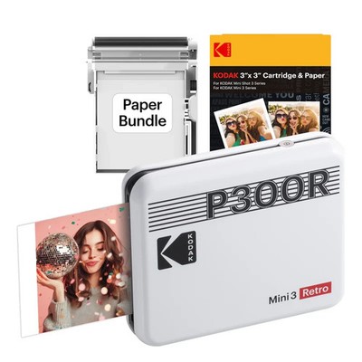 Kodak Mini 3 Retro P300R Photo Printer Bundle 30 Sheets New Sealed Bluetooth
