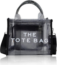 Clear Tote Bag for Women, Transparent Crossbody Lunch Bag Large Mesh Beach Bag f