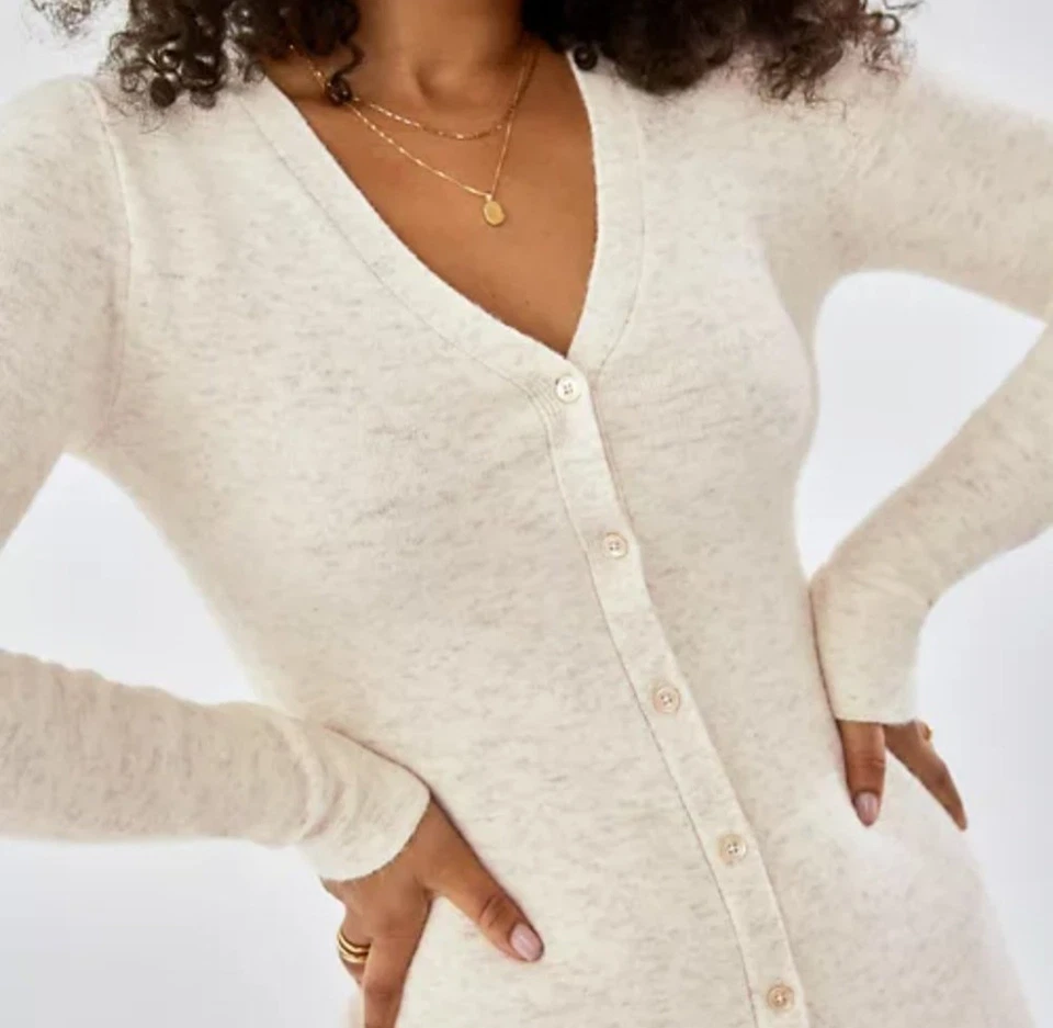 Vestido Suéter Aritzia Wilfred Mezcla Lana Cachemira Tostado Tejido Talla XS Foto 3 de 4