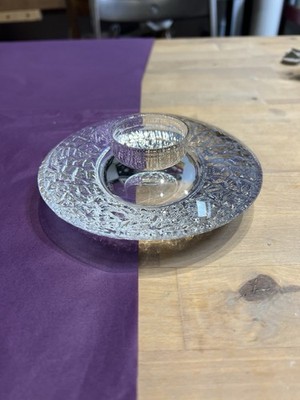 Orrefors Crystal Designed by Lars Hellston Diskus Votivkerzenhalter 1995