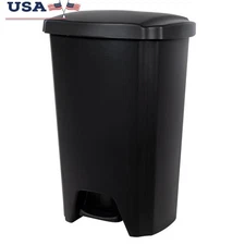 Step On Trash Can Plastic Kitchen Waste Bin Soft Close 13 Gallon Indoor Garbage