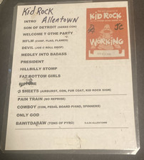 Kid Rock 9- 4-2004 Stage Used Tour Setlist / Stage Pass,l Allentown Pennsylvania