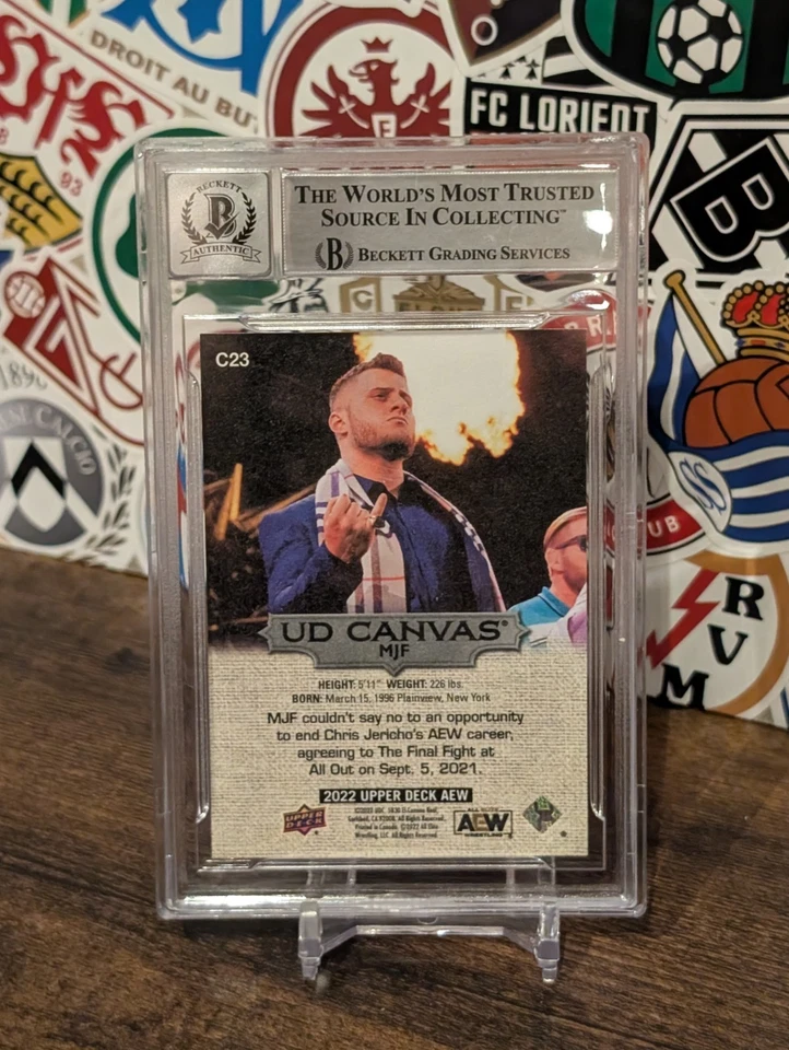 SIGNED 2022 UPPER DECK AEW CANVAS MJF AUTOGRAPH BECKETT WITNESS AUTO - Image 2 of 2