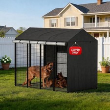 Chenil Couvert Extérieur, 4.2'Dx4.3'Lx4.5'H Cages Noir Couverture Complète avec Tra