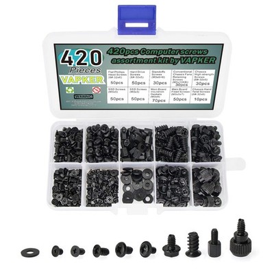 Computer-Schrauben-Set 420-teilig für PC-Motherboard Gehäuse Lüfter Festplatten