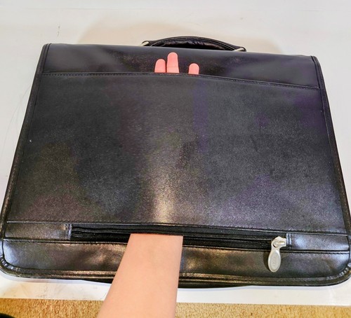 Maletín para portátil triple compartimento de colección - negro liso con correa 16x5x12" excelente - Imagen 3 de 16