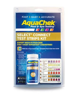 AquaChek Select Connect 541604APP 7-in-1 Test Strips Kit Pool Spa App Scan 50ct