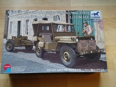Bronco Models US GPW 1/4 Ton Willys Jeep/Anti Tank Gun 37mm 1:35