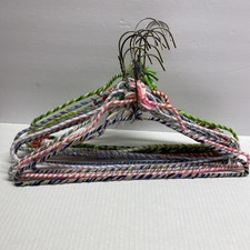 Vintage Lot 13 Hand Made Knit Granny Yarn Crochet Wire Hangers 2 Color Swirl