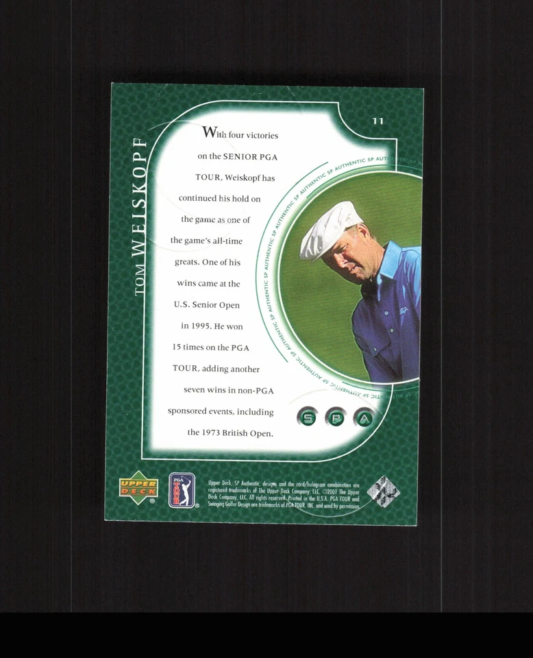 2001 Upper Deck SP Authentic #11 Tom Weiskopkf PGA Golf Card - Image 2 of 2