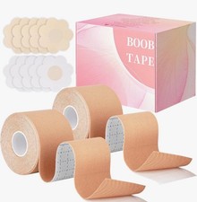 Beige Boob Tape Breast Lifting Tape w/ Nipple Covers Breathable Sweat Resistant