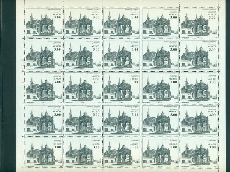 PANE OF 25 UNUSED 1980 MEXICO 3.00$ STAMPS