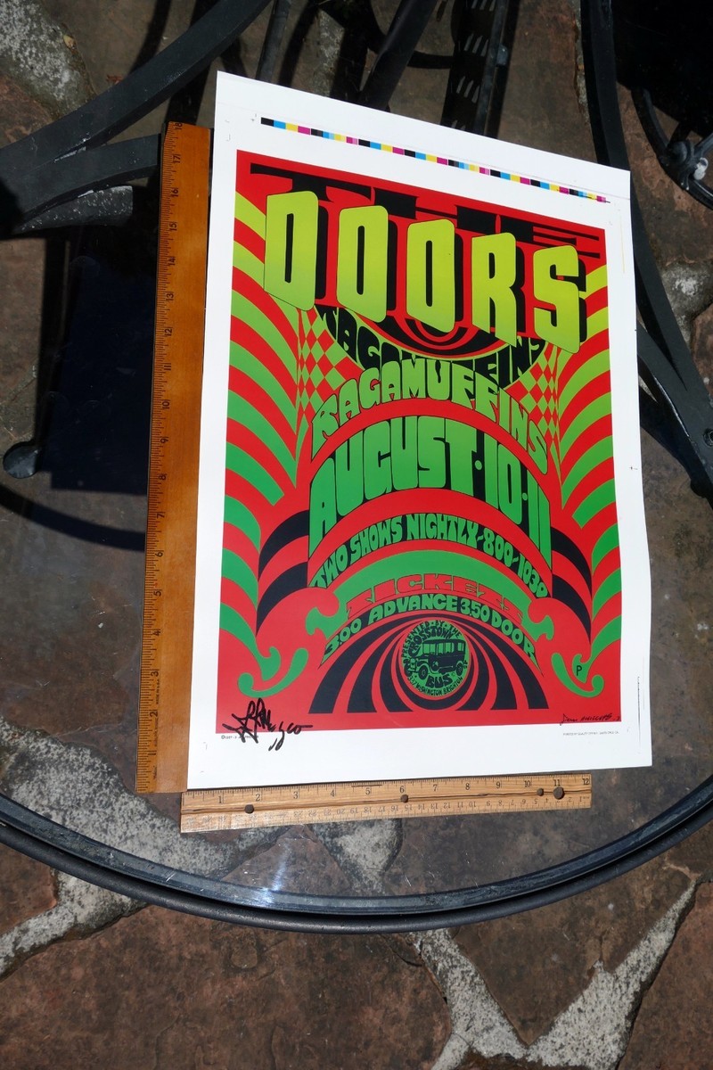 THE DOORS 1967 Crosstown Bus BOSTON CONCERT POSTER Hand Signed AP