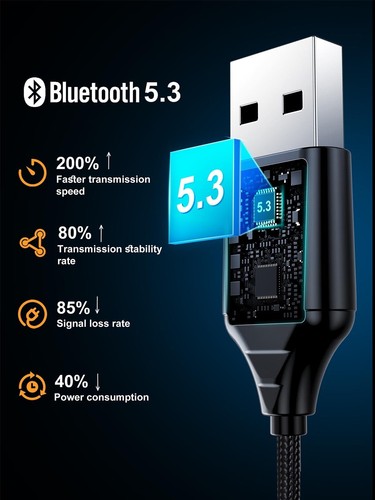 Aux to Bluetooth Receiver for Car, Bluetooth Aux Adapter with USB to 3.5mm Au... - Picture 3 of 7