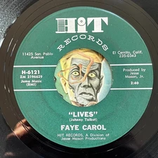 HEAR Faye Carol 45 Lives / Good Man HIT R&B northern soul Johnny Talbot