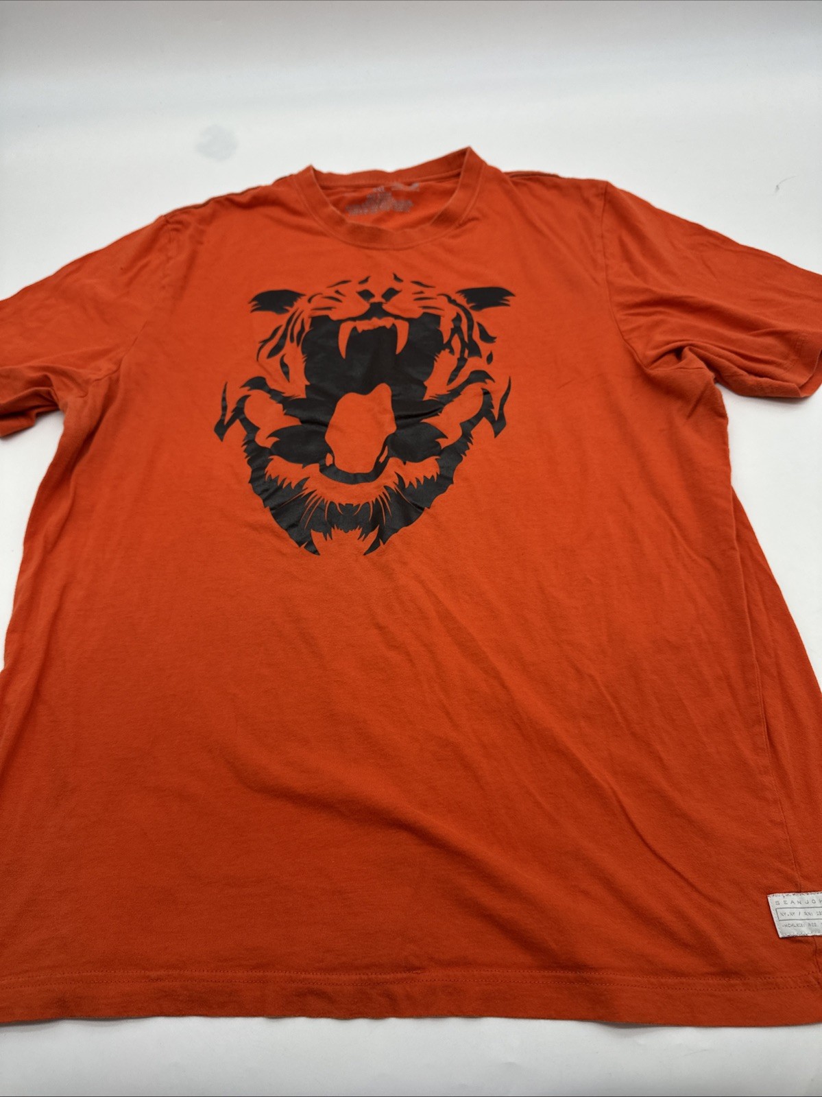 Sean John Men's 2XL Orange Tiger Graphic Print T-Shirt #28601