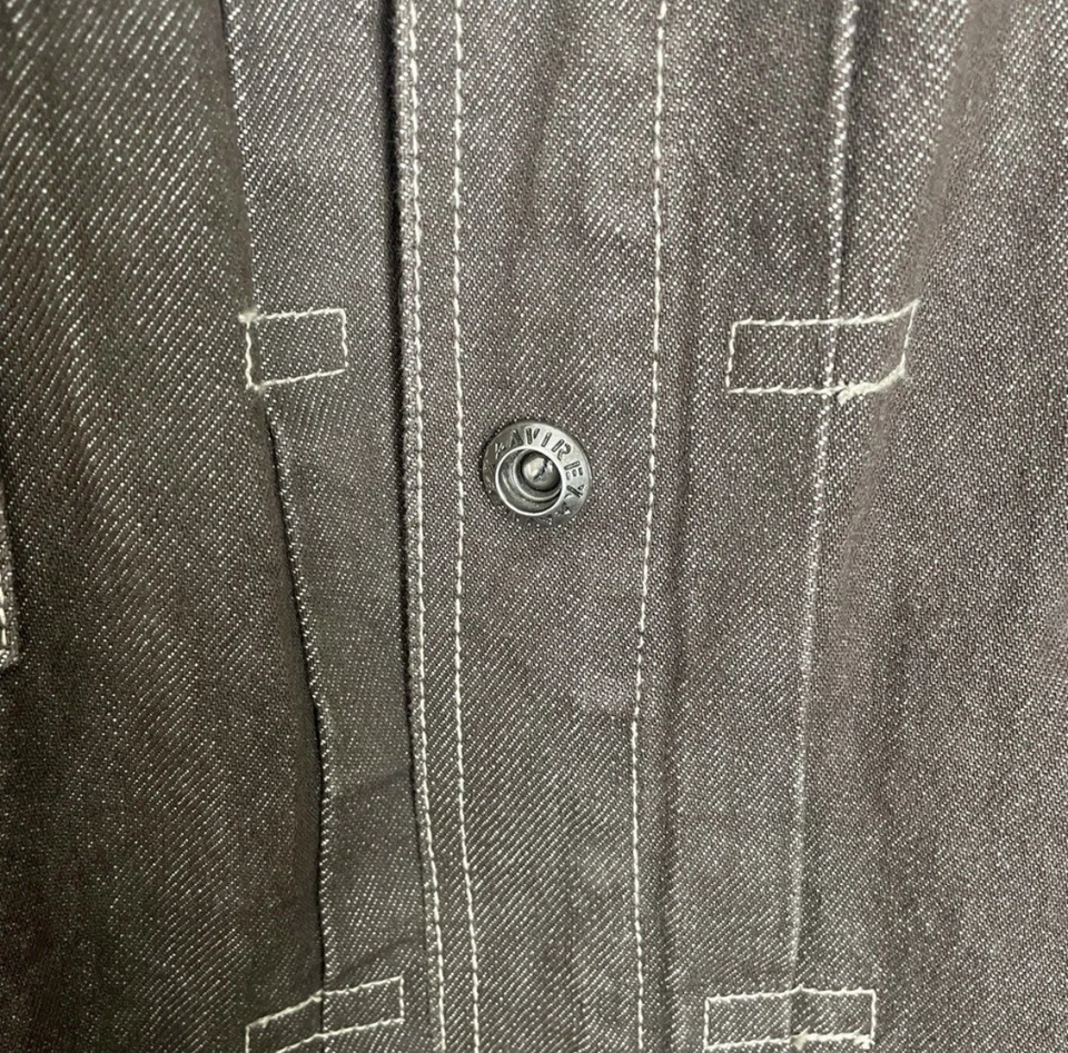 复古 Avirex 男式棕色牛仔夹克,尺寸 XXL — 第 4/4 张图片