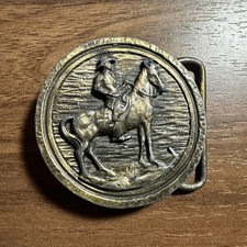 Vintage Brass Cowboy 1980’s Belt Buckle Made In USA Western Style