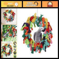 Colorful Cotton Rope Hanging Ring Toy for Parrots, Preening  Chewing Fun