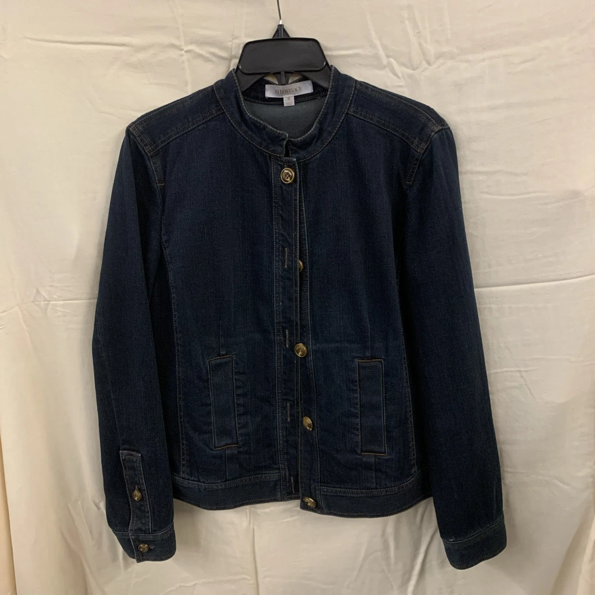 Veste En Jean Blanc Ellen Tracy Taille 8 - Bomber Jacket Neuve Avec étiquettes