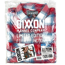 DIXXON Flannel "Storm Ready" Men's 2XL XXL Plaid Red White Blue Button Shirt