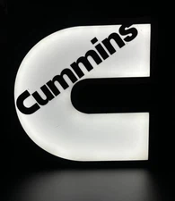 White Cummins Light Up LED Sign