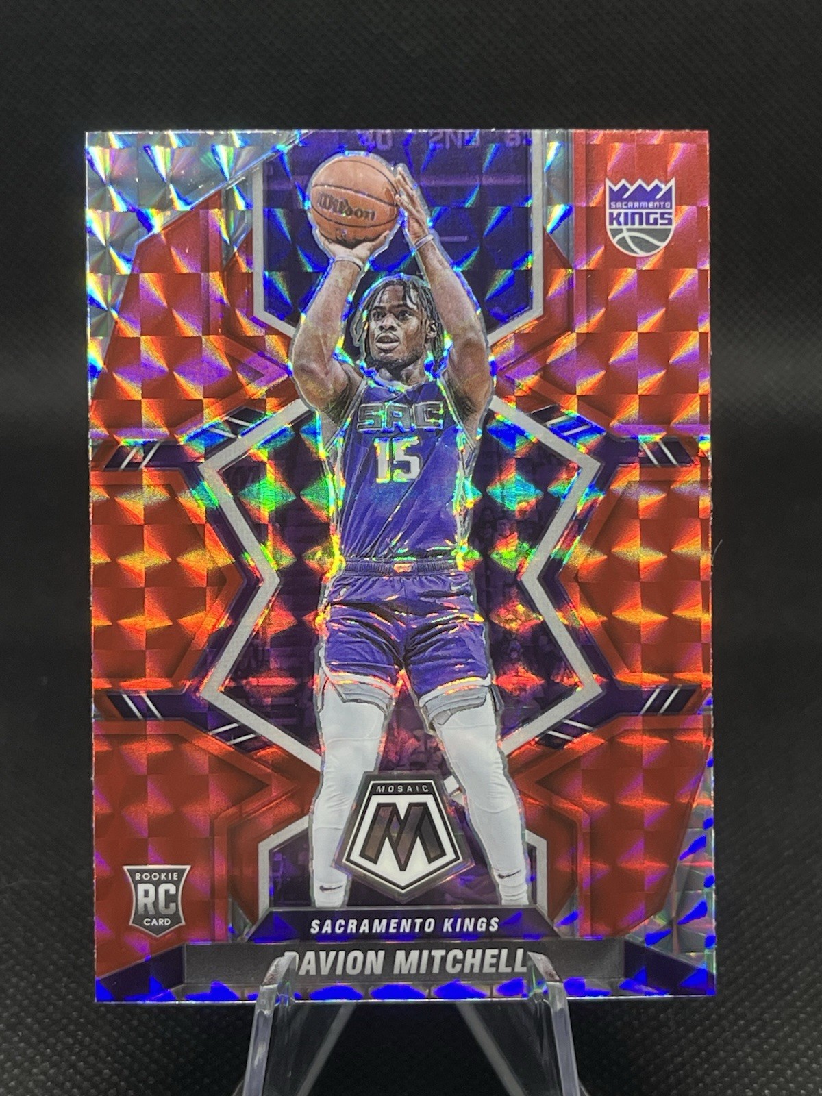 2021-22 Panini Mosaic #208 Rookies Davion Mitchell Red Mosaic Prizm RC
