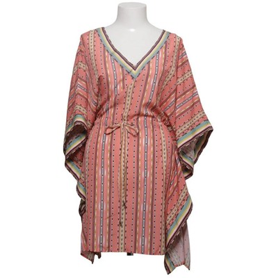By Malina, Kaftan, Größe: S/M, Pink/Mehrfarbig, Polyester, Streifen, Damen #kDX