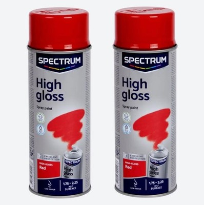 Spectrum Sprühlack Rot Hochglanz 400ml x 2 Spraydose Farbe Metall Holz Plastik