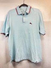 Tommy Bahama Emfielder Polo Sz M Light Blue Supima Cotton Knit Golf Shirt