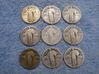 9 SILVER STANDING LIBERTY QUARTERS lot 25a