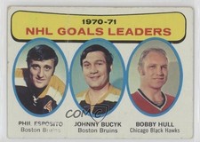 1971 Topps League Leaders Johnny Bucyk John Phil Esposito Bobby Hull #1 HOF k5i