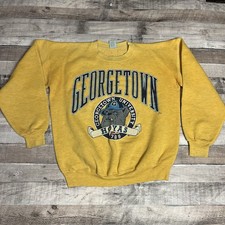 Georgetown Hoyas Sweatshirt Size Medium Yellow Vintage Collegiate College Sports