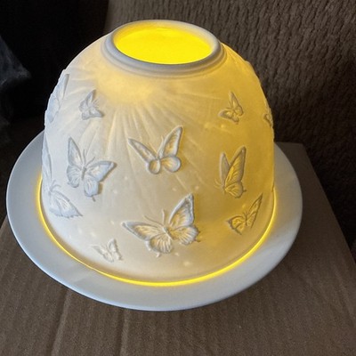 Stunning 3D Design With Butterflies 3 Piece Ceramic Candle Holder