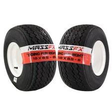 MASSFX Wheel and Tire Combo 18x8.5-8 Golf Cart Tire with White 4/4 Rim 2 PACK