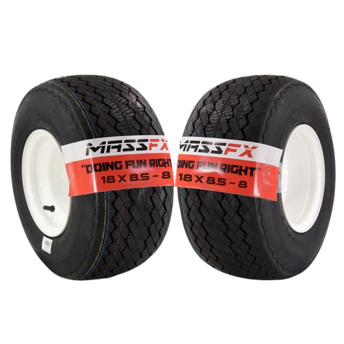 MASSFX Wheel and Tire Combo 18x8.5-8 Golf Cart Tire with White 4/4 Rim 2 PACK - Picture 1 of 9