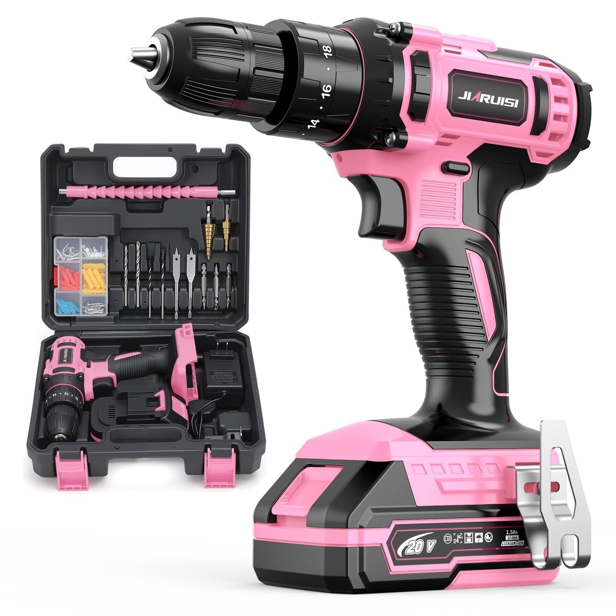 20V Cordless Drill, Electric Power Drill Set with Battery Charger