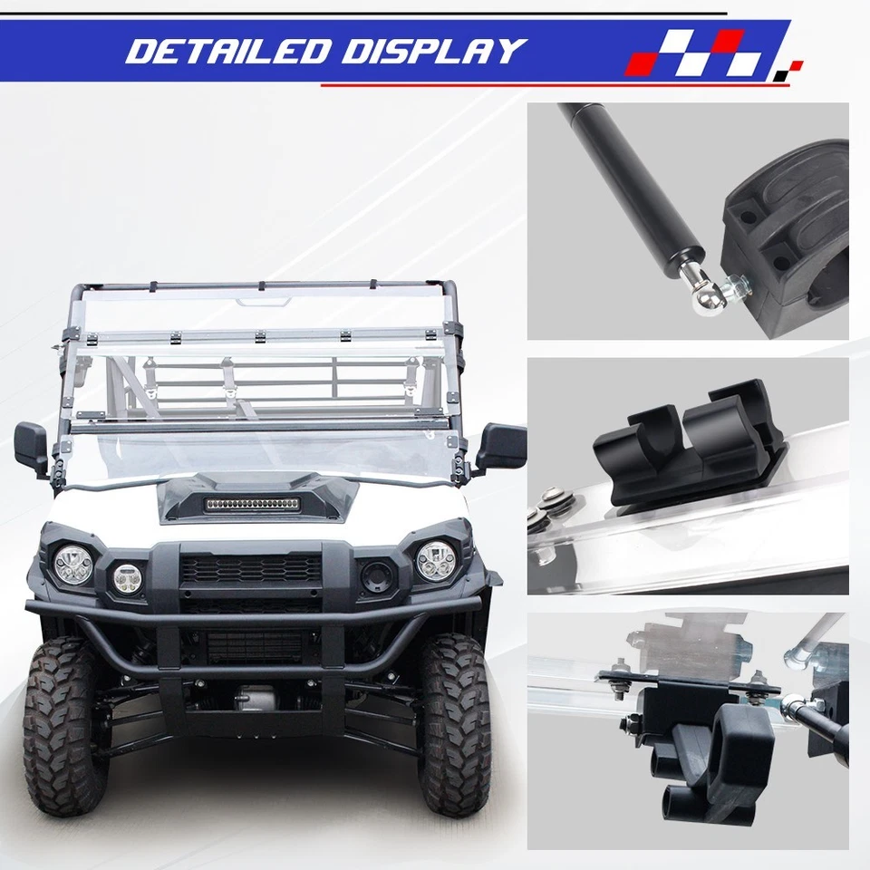 Front 3-IN-1 Flip Windshield Compatible with Kawasaki Mule PRO FXT 2015-2025 Foto 3 de 4