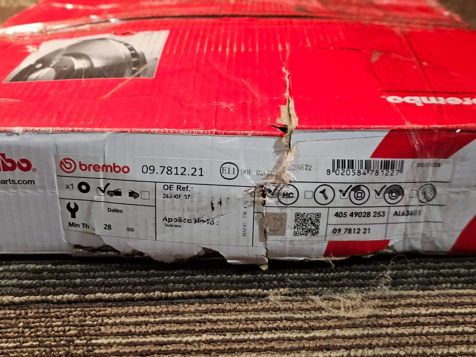 Rofor freno de disco delantero Brembo 09.7812.21 para 05-14 Subaru Impreza/15-17 WRX STI Foto 4 de 4