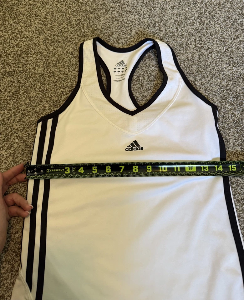Adidas Y2K Athletic Racerback Tank V Neck White Black Stripes Size Small - Image 3 of 4
