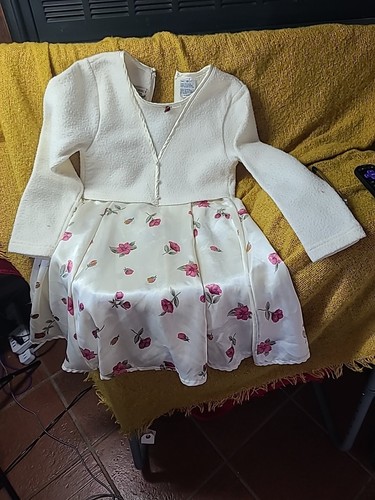 VTG Rachel's Kids Dress Girls Kids Sz 10 Swirl Skirt Roses Fit & Flare - Picture 2 of 8