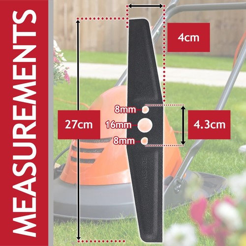 Blade for FLYMO Hover Vac Turbo Lite 270 Lawnmower 27cm Metal FLY076 2 Pack - Picture 3 of 12