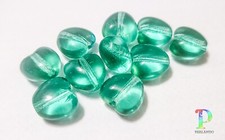 10 BÖHMISCHE GLASPERLEN HERZEN  AUS GABLONZ   - türkis 9 x 9 MM (168/3)