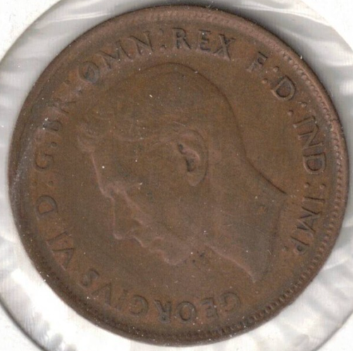 1948 Australien zirkulierte Penny KGV1 & Känguru Münze! #2 - Bild 2 von 2