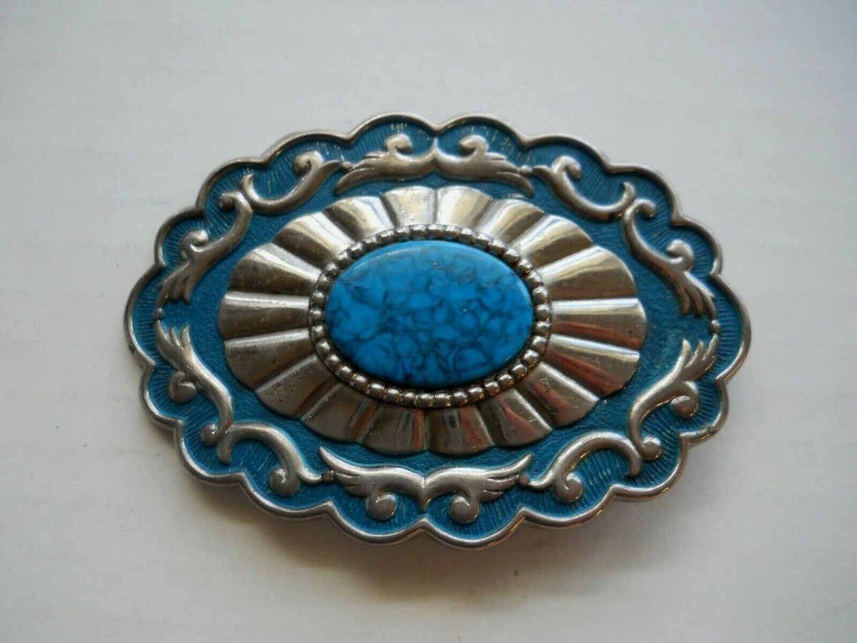 Vintage Silver Tone & Turquoise Western Wear Cowboy Belt 